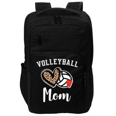 Volleyball Mom Leopard Heart Funny Gift Impact Tech Backpack