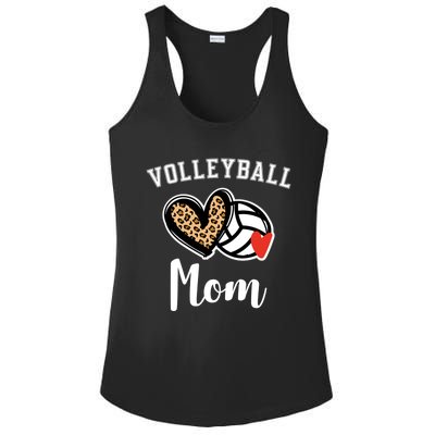 Volleyball Mom Leopard Heart Funny Gift Ladies PosiCharge Competitor Racerback Tank