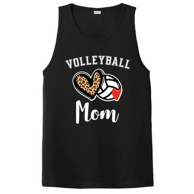 Volleyball Mom Leopard Heart Funny Gift PosiCharge Competitor Tank