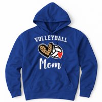 Volleyball Mom Leopard Heart Funny Gift Hoodie