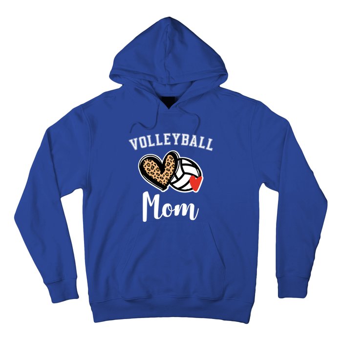 Volleyball Mom Leopard Heart Funny Gift Hoodie