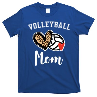 Volleyball Mom Leopard Heart Funny Gift T-Shirt