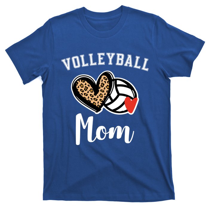 Volleyball Mom Leopard Heart Funny Gift T-Shirt