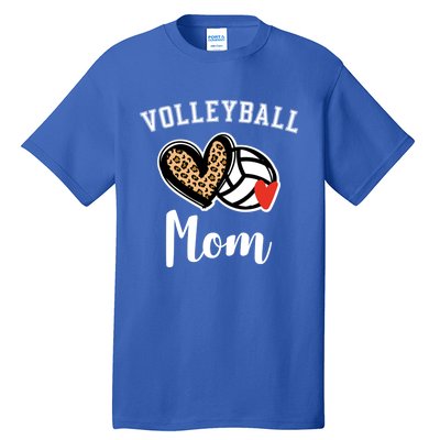 Volleyball Mom Leopard Heart Funny Gift Tall T-Shirt