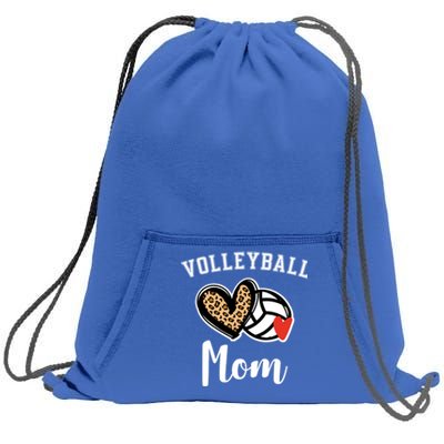 Volleyball Mom Leopard Heart Funny Gift Sweatshirt Cinch Pack Bag