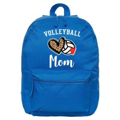 Volleyball Mom Leopard Heart Funny Gift 16 in Basic Backpack