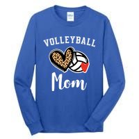 Volleyball Mom Leopard Heart Funny Gift Tall Long Sleeve T-Shirt