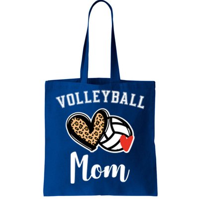 Volleyball Mom Leopard Heart Funny Gift Tote Bag