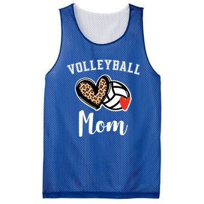 Volleyball Mom Leopard Heart Funny Gift Mesh Reversible Basketball Jersey Tank