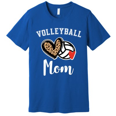 Volleyball Mom Leopard Heart Funny Gift Premium T-Shirt