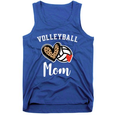 Volleyball Mom Leopard Heart Funny Gift Tank Top