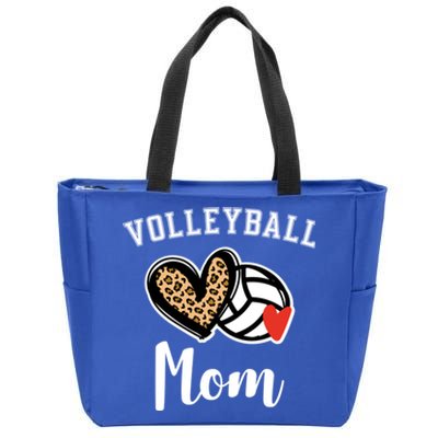 Volleyball Mom Leopard Heart Funny Gift Zip Tote Bag