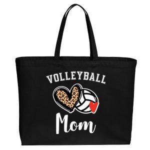 Volleyball Mom Leopard Heart Funny Gift Cotton Canvas Jumbo Tote