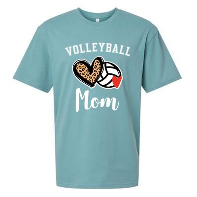 Volleyball Mom Leopard Heart Funny Gift Sueded Cloud Jersey T-Shirt