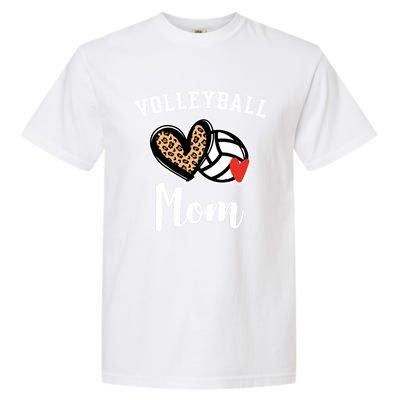 Volleyball Mom Leopard Heart Funny Gift Garment-Dyed Heavyweight T-Shirt