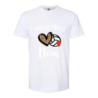 Volleyball Mom Leopard Heart Funny Gift Softstyle CVC T-Shirt