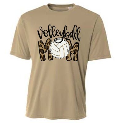 Volleyball Mom Leopard Funny Ball Mom Mother's Day Gift Cooling Performance Crew T-Shirt