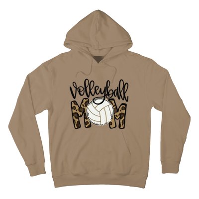 Volleyball Mom Leopard Funny Ball Mom Mother's Day Gift Hoodie