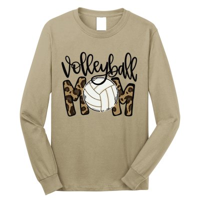 Volleyball Mom Leopard Funny Ball Mom Mother's Day Gift Long Sleeve Shirt