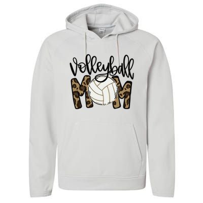 Volleyball Mom Leopard Funny Ball Mom Mother's Day Gift Performance Fleece Hoodie