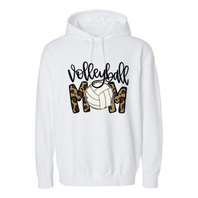 Volleyball Mom Leopard Funny Ball Mom Mother's Day Gift Garment-Dyed Fleece Hoodie