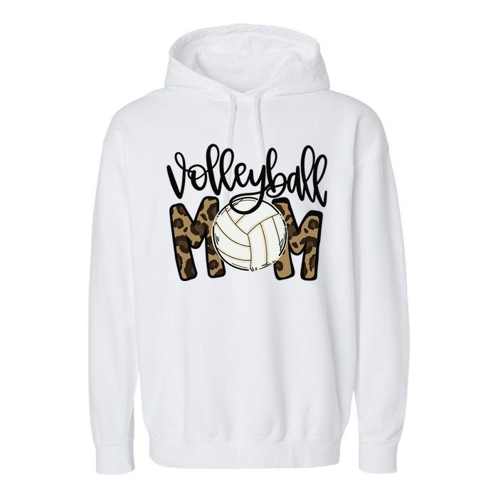 Volleyball Mom Leopard Funny Ball Mom Mother's Day Gift Garment-Dyed Fleece Hoodie