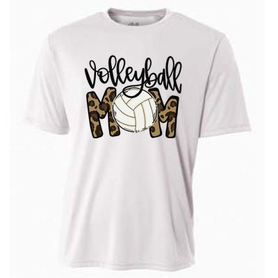 Volleyball Mom Leopard Funny Ball Mom Mother's Day Gift Cooling Performance Crew T-Shirt