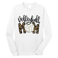 Volleyball Mom Leopard Funny Ball Mom Mother's Day Gift Long Sleeve Shirt