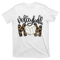 Volleyball Mom Leopard Funny Ball Mom Mother's Day Gift T-Shirt