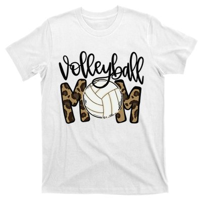 Volleyball Mom Leopard Funny Ball Mom Mother's Day Gift T-Shirt