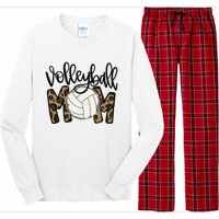 Volleyball Mom Leopard Funny Ball Mom Mother's Day Gift Long Sleeve Pajama Set