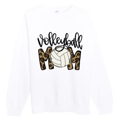 Volleyball Mom Leopard Funny Ball Mom Mother's Day Gift Premium Crewneck Sweatshirt