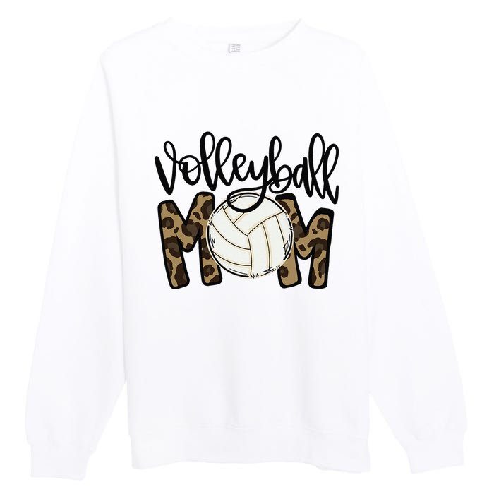 Volleyball Mom Leopard Funny Ball Mom Mother's Day Gift Premium Crewneck Sweatshirt