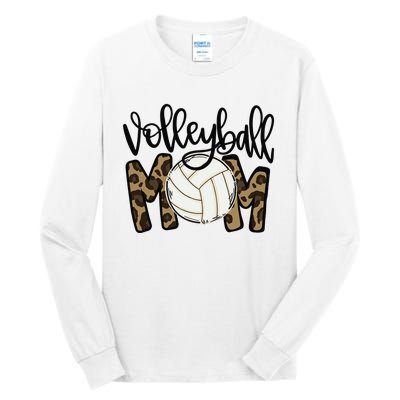 Volleyball Mom Leopard Funny Ball Mom Mother's Day Gift Tall Long Sleeve T-Shirt