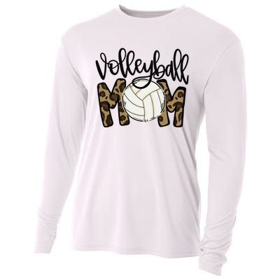 Volleyball Mom Leopard Funny Ball Mom Mother's Day Gift Cooling Performance Long Sleeve Crew