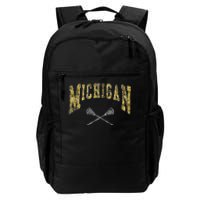 Vintage Michigan Lacrosse Distressed Lax Player Michigan Fan Daily Commute Backpack