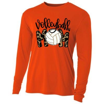 Volleyball Mom Leopard Funny Ball Mom Mother's Day Gift Cooling Performance Long Sleeve Crew