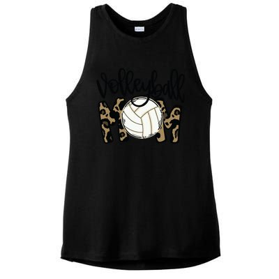 Volleyball Mom Leopard Funny Ball Mom Mother's Day Gift Ladies PosiCharge Tri-Blend Wicking Tank