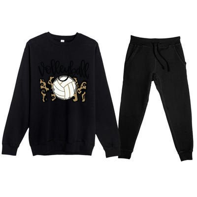 Volleyball Mom Leopard Funny Ball Mom Mother's Day Gift Premium Crewneck Sweatsuit Set