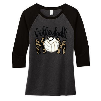 Volleyball Mom Leopard Funny Ball Mom Mother's Day Gift Women's Tri-Blend 3/4-Sleeve Raglan Shirt