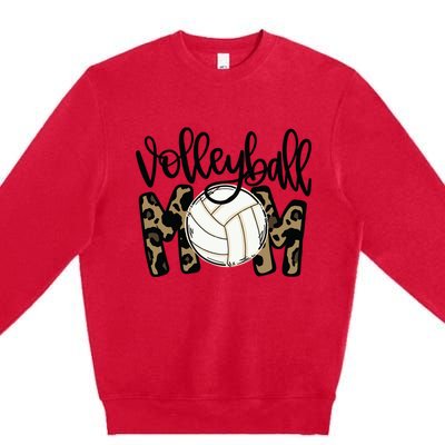 Volleyball Mom Leopard Funny Ball Mom Mother's Day Gift Premium Crewneck Sweatshirt