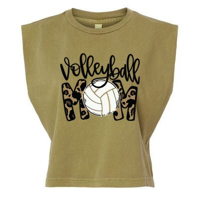 Volleyball Mom Leopard Funny Ball Mom Mother's Day Gift Garment-Dyed Women's Muscle Tee