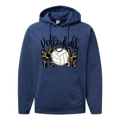 Volleyball Mom Leopard Funny Ball Mom Mother's Day Gift Performance Fleece Hoodie