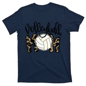 Volleyball Mom Leopard Funny Ball Mom Mother's Day Gift T-Shirt