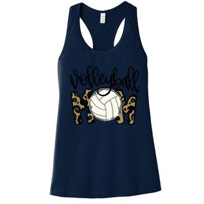 Volleyball Mom Leopard Funny Ball Mom Mother's Day Gift Women's Racerback Tank