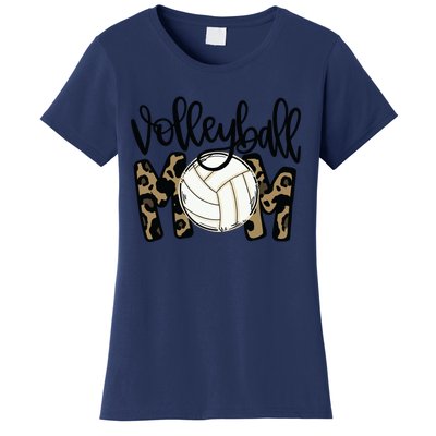 Volleyball Mom Leopard Funny Ball Mom Mother's Day Gift Women's T-Shirt