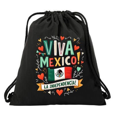 Viva Mexico La Independencia Fiesta Mexican Independence Day Gift Drawstring Bag