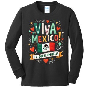 Viva Mexico La Independencia Fiesta Mexican Independence Day Gift Kids Long Sleeve Shirt