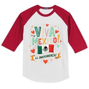 Viva Mexico La Independencia Fiesta Mexican Independence Day Gift Kids Colorblock Raglan Jersey