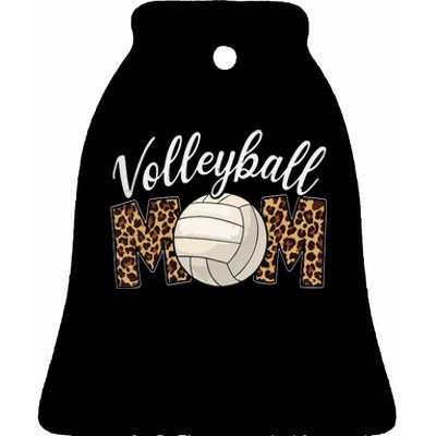 Volleyball Mom Leopard Funny Sport Ball Mom Mother's Day Ceramic Bell Ornament